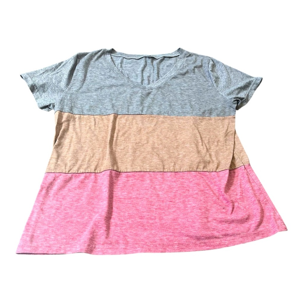 Women’s Colorblock T-Shirt, Size XL, Gray Pink, Zulily